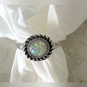 Vintage faux Opal/Silver Plated Ring